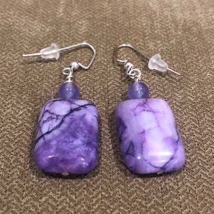Purple Stone Bead Earrings